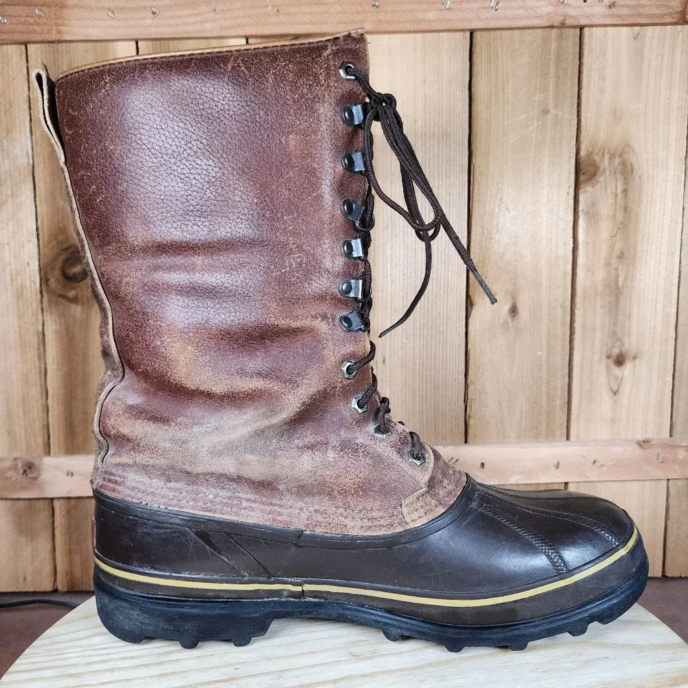Sorel Maverick Boots Mens‎ 13 Brown Leather Cold Rubber Snow Winter Canada